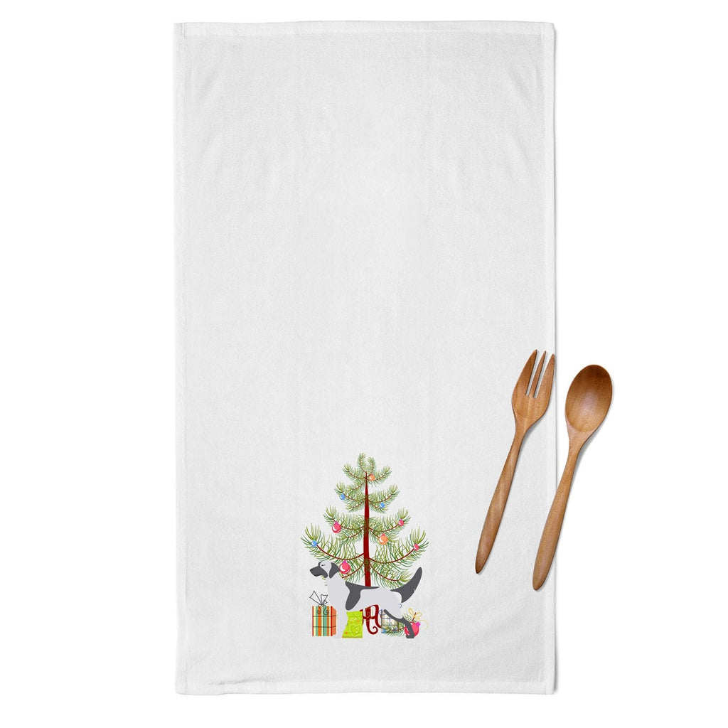 English Setter Merry Christmas Tree Kitchen Towel Set of 2 White Dish Towels Decorative Bathroom Hand towel for Hand, Face, Hair, Yoga, Tea, Dishcloth, 19 X 28", White