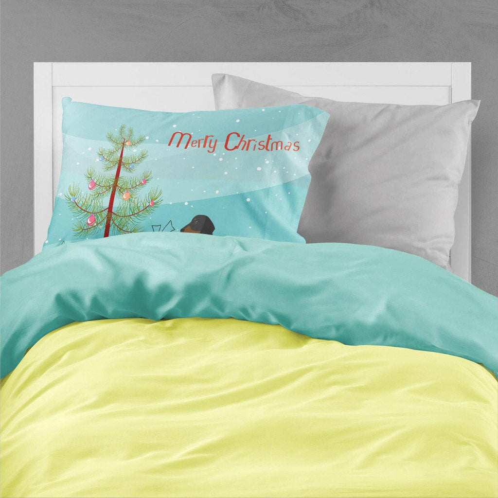 Dachshund Merry Christmas Tree Standard Pillowcase Lightweight Super Soft Easy Care Decorative Artwork Pillowcase, Standard