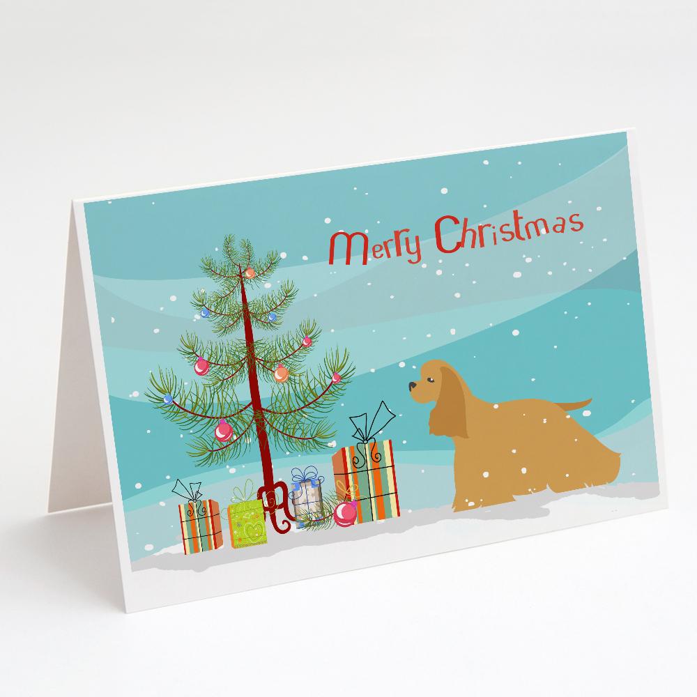 Cocker Spaniel Merry Christmas Tree Greeting Cards Pack of 8 Blank Cards with Envelopes Whimsical A7 Size 5x7