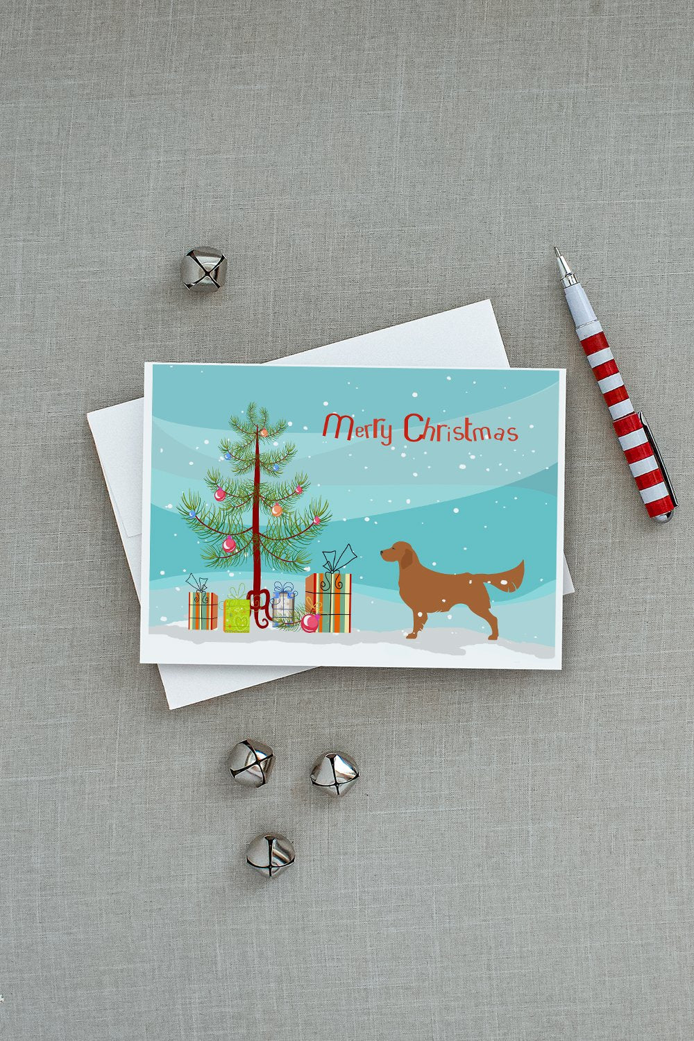 Golden Retriever Merry Christmas Tree Greeting Cards Pack of 8 Blank Cards with Envelopes Whimsical A7 Size 5x7