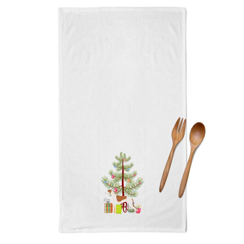 Greyhound Merry Christmas Tree Kitchen Towel Set of 2 White Dish Towels Decorative Bathroom Hand towel for Hand, Face, Hair, Yoga, Tea, Dishcloth, 19 X 28", White