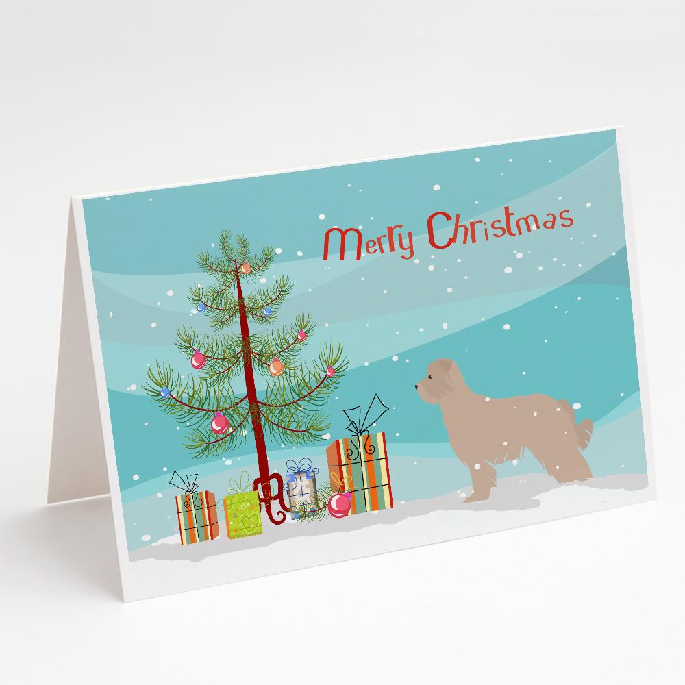Pyrenean Shepherd Dog Merry Christmas Tree Greeting Cards Pack of 8 Blank Cards with Envelopes Whimsical A7 Size 5x7