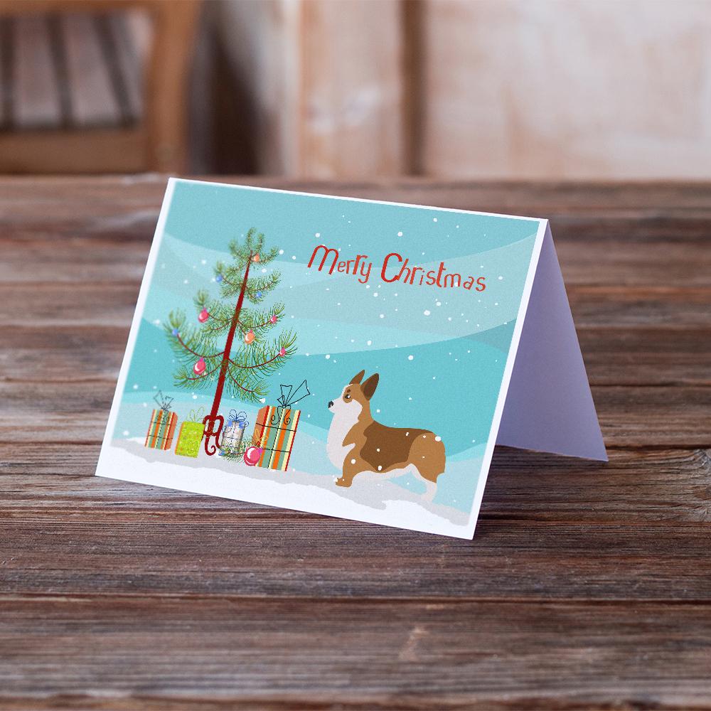Corgi Merry Christmas Tree Greeting Cards Pack of 8 Blank Cards with Envelopes Whimsical A7 Size 5x7