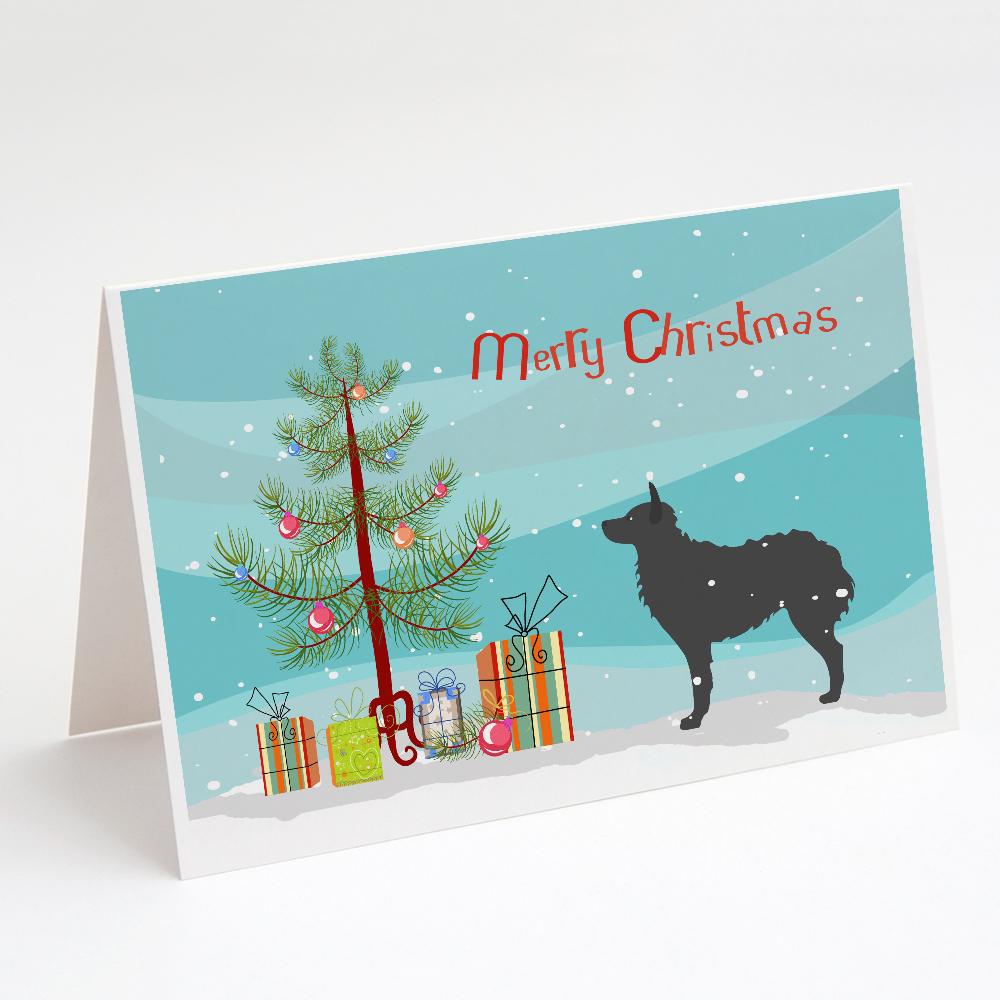 Croatian Sheepdog Merry Christmas Tree Greeting Cards Pack of 8 Blank Cards with Envelopes Whimsical A7 Size 5x7