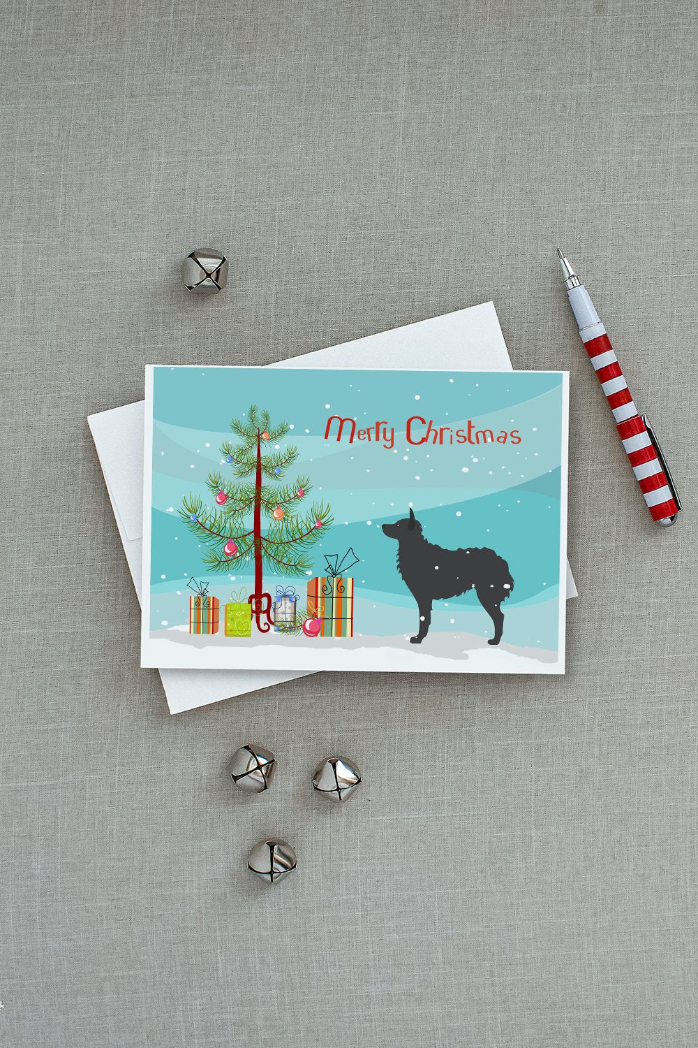 Croatian Sheepdog Merry Christmas Tree Greeting Cards Pack of 8 Blank Cards with Envelopes Whimsical A7 Size 5x7