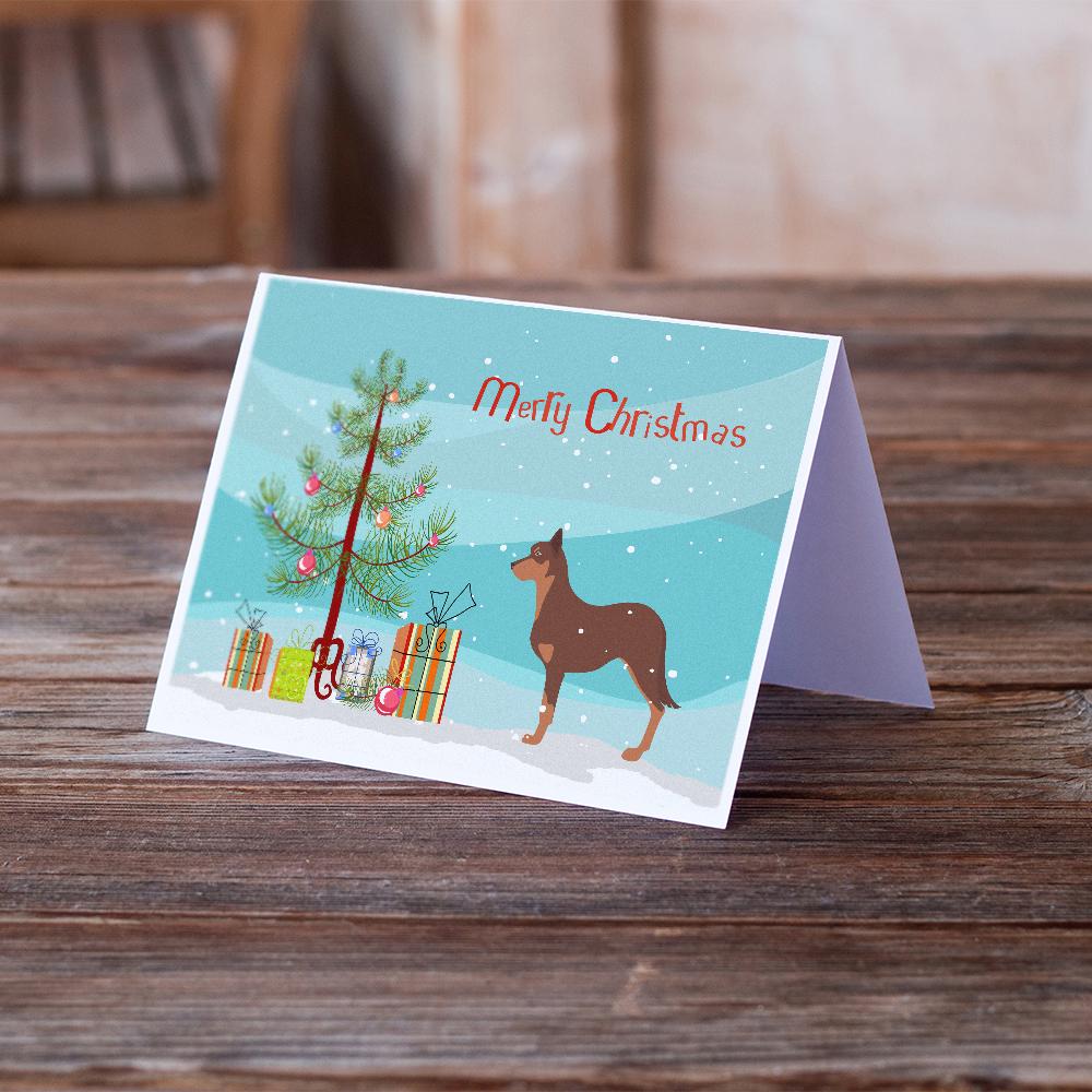 Australian Kelpie Dog Merry Christmas Tree Greeting Cards Pack of 8 Blank Cards with Envelopes Whimsical A7 Size 5x7