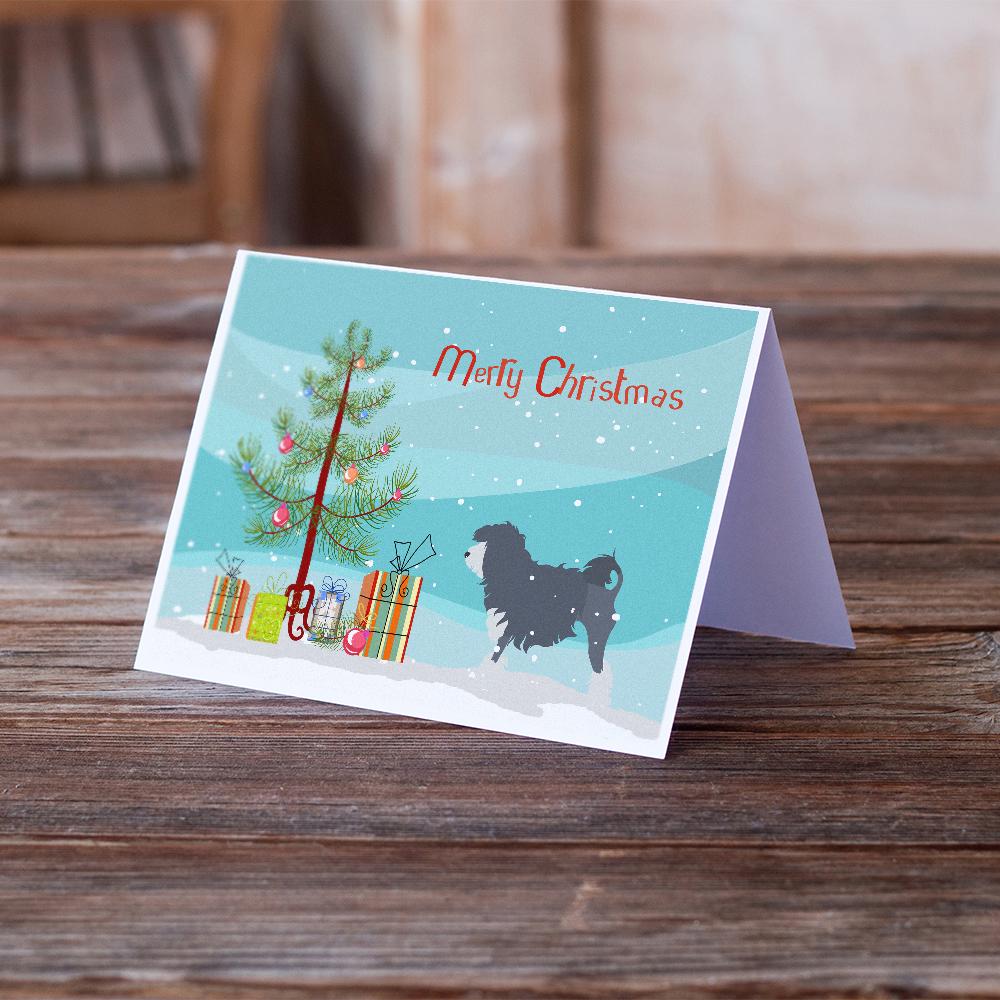 Lowchen Merry Christmas Tree Greeting Cards Pack of 8 Blank Cards with Envelopes Whimsical A7 Size 5x7