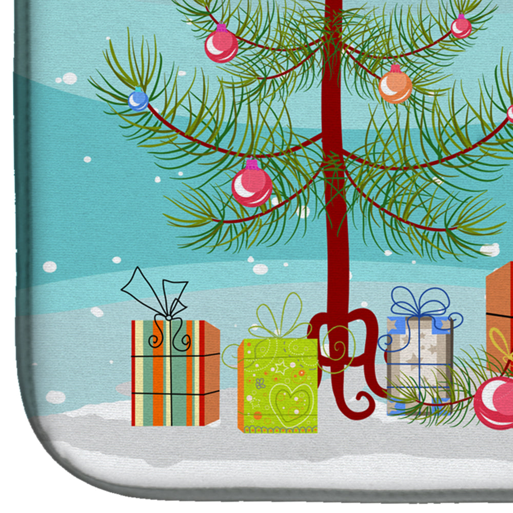 Maltese Merry Christmas Tree Dish Drying Mat Absorbent Dish Drying Mat Pad for Kitchen Counter Dish Drainer Mat for Countertop, 14 x 21", Multicolor