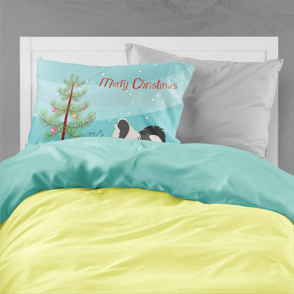 Japanese Chin Merry Christmas Tree Standard Pillowcase Lightweight Super Soft Easy Care Decorative Artwork Pillowcase, Standard