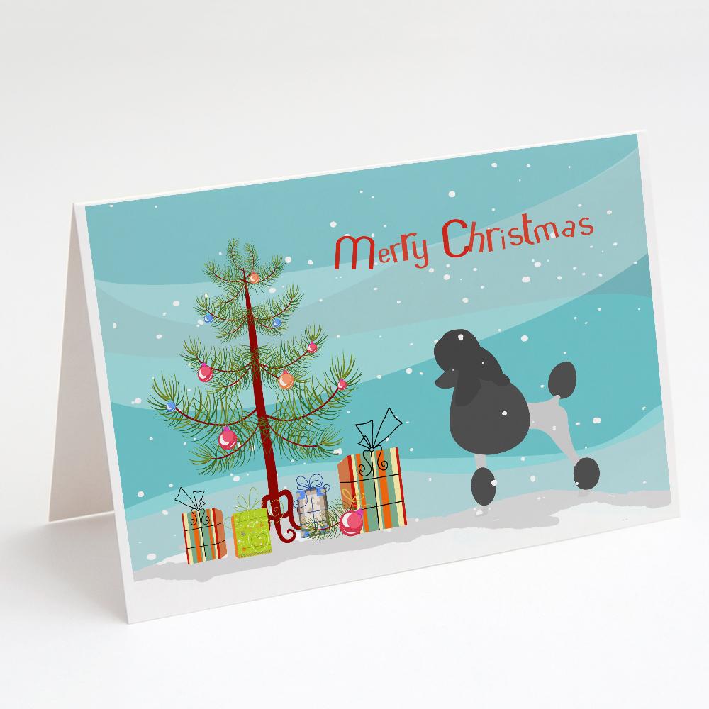 Poodle Merry Christmas Tree Greeting Cards Pack of 8 Blank Cards with Envelopes Whimsical A7 Size 5x7