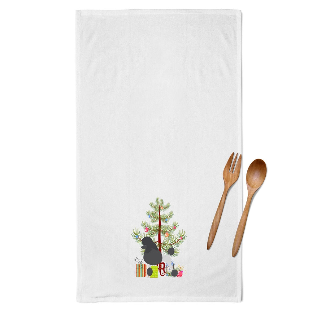 Poodle Merry Christmas Tree Kitchen Towel Set of 2 White Dish Towels Decorative Bathroom Hand towel for Hand, Face, Hair, Yoga, Tea, Dishcloth, 19 X 28", White