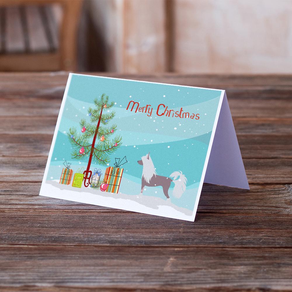 Chinese Crested Merry Christmas Tree Greeting Cards Pack of 8 Blank Cards with Envelopes Whimsical A7 Size 5x7