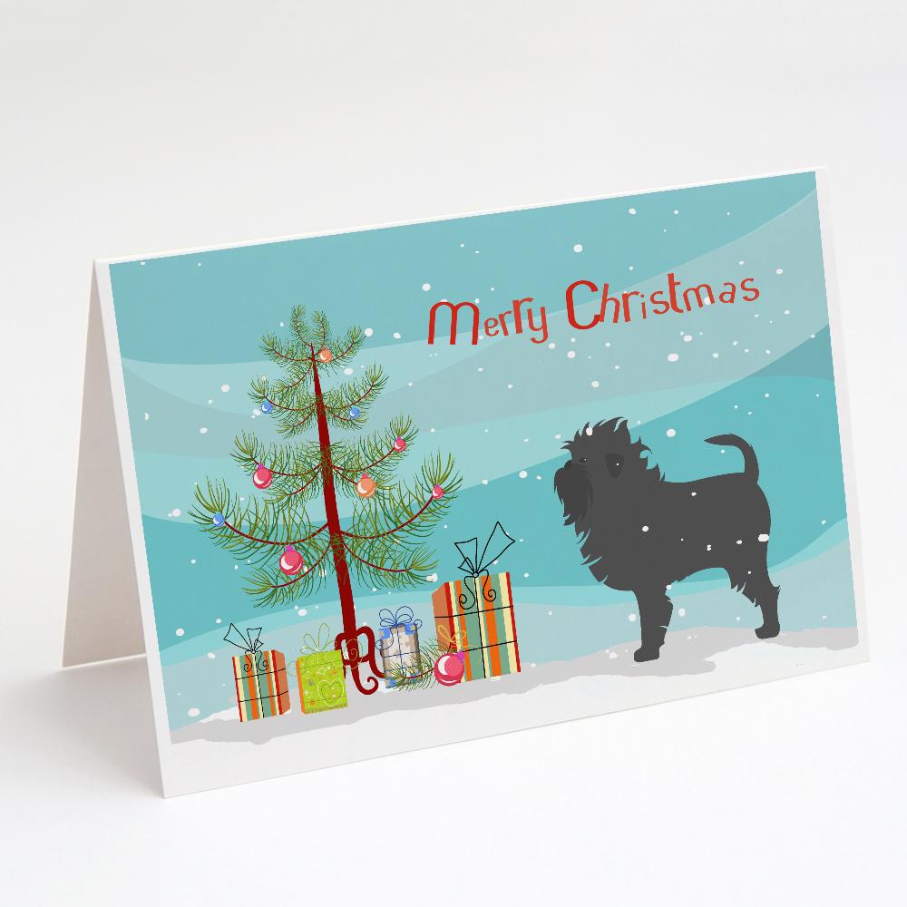 Affenpinscher Merry Christmas Tree Greeting Cards Pack of 8 Blank Cards with Envelopes Whimsical A7 Size 5x7