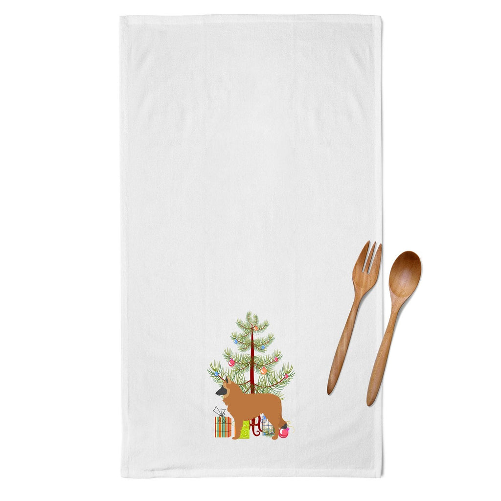 Belgian Shepherd Merry Christmas Tree Kitchen Towel Set of 2 White Dish Towels Decorative Bathroom Hand towel for Hand, Face, Hair, Yoga, Tea, Dishcloth, 19 X 28", White