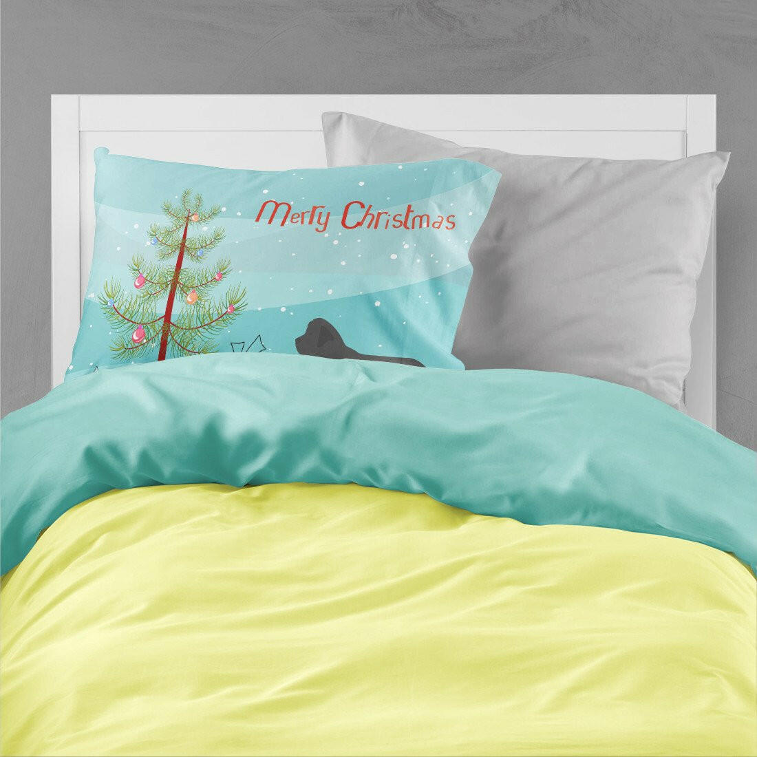 Newfoundland Merry Christmas Tree Standard Pillowcase Lightweight Super Soft Easy Care Decorative Artwork Pillowcase, Standard