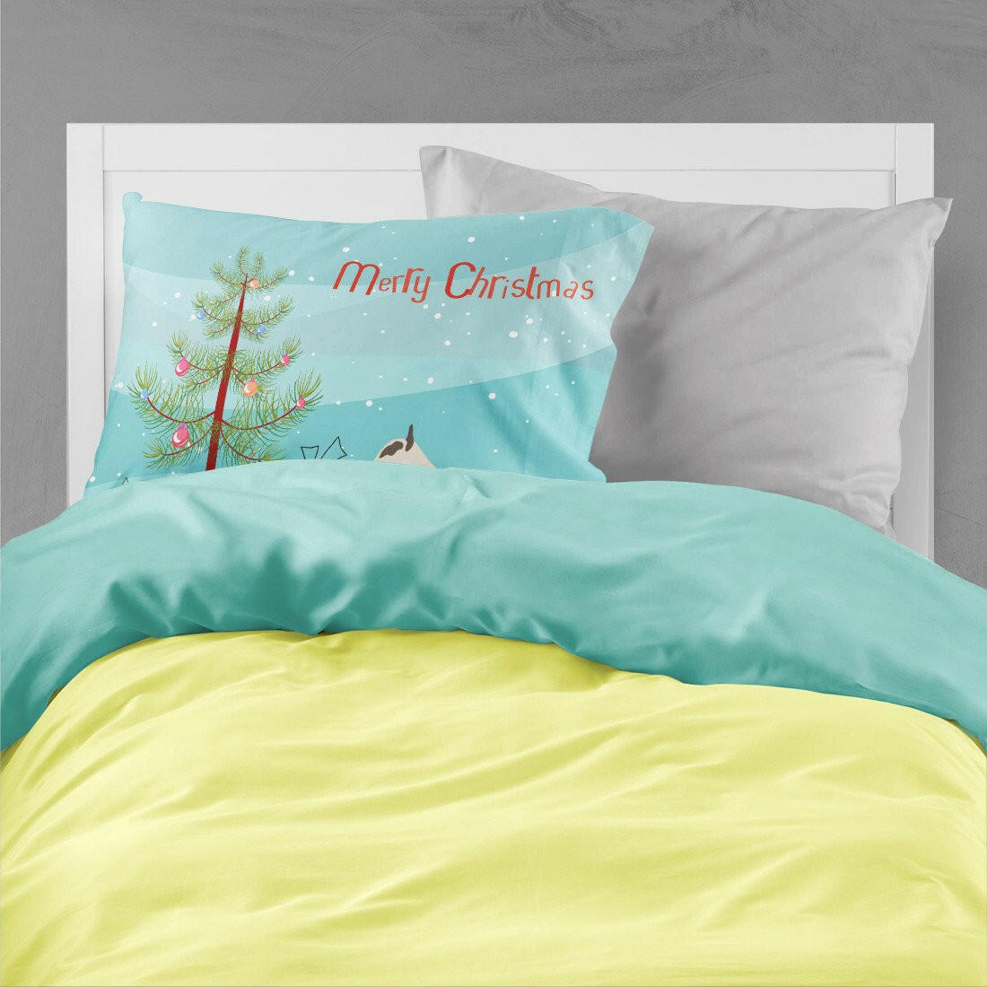 Bull Terrier Merry Christmas Tree Standard Pillowcase Lightweight Super Soft Easy Care Decorative Artwork Pillowcase, Standard