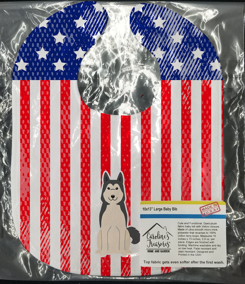 Patriotic USA West Siberian Laika Spitz Baby Bib Easy-Clean Baby Bib Baby Feeding Accessory Baby Mealtime Essential, 10 x 13, Multicolor