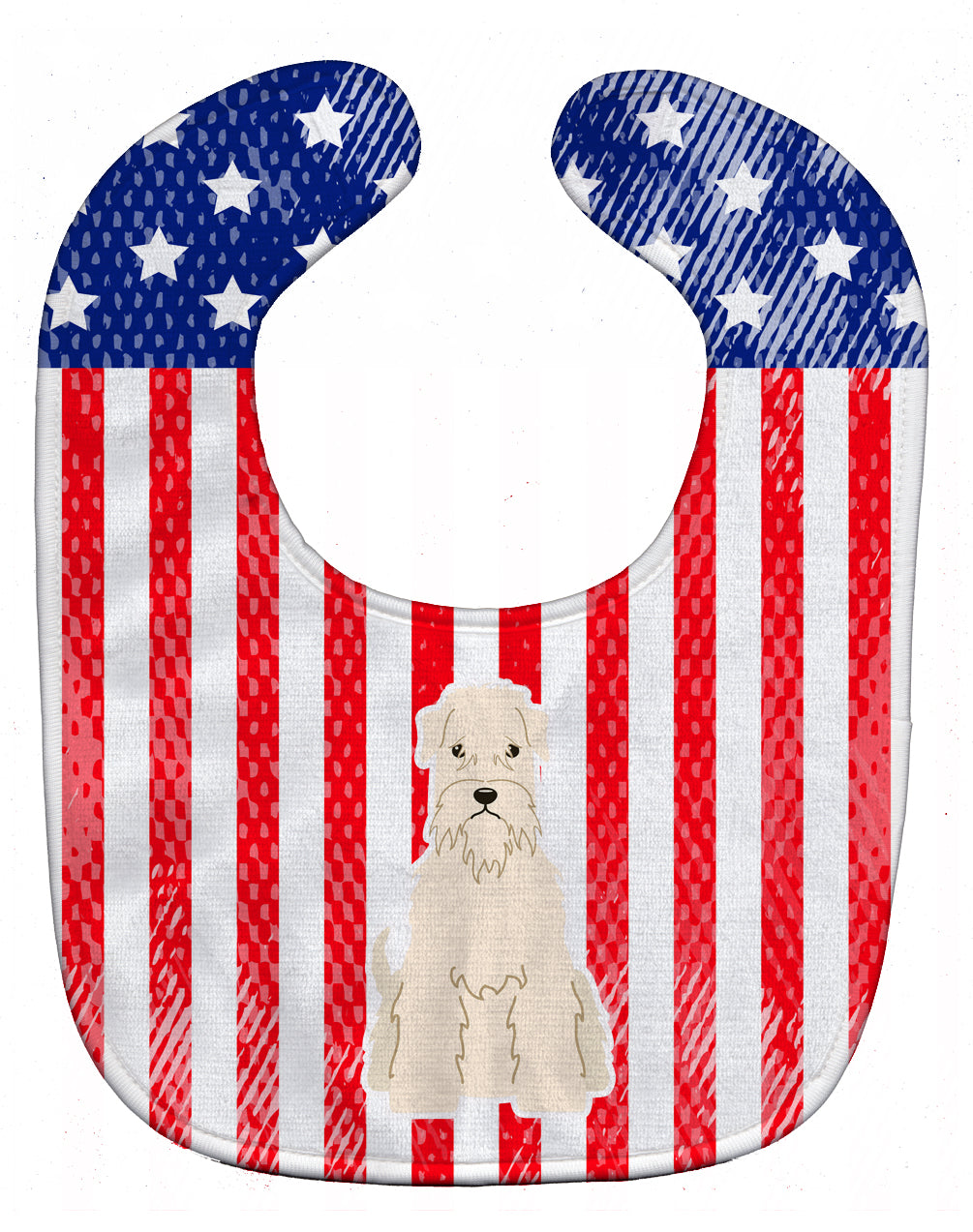Patriotic USA Soft Coated Wheaten Terrier Baby Bib Easy-Clean Baby Bib Baby Feeding Accessory Baby Mealtime Essential, 10 x 13, Multicolor