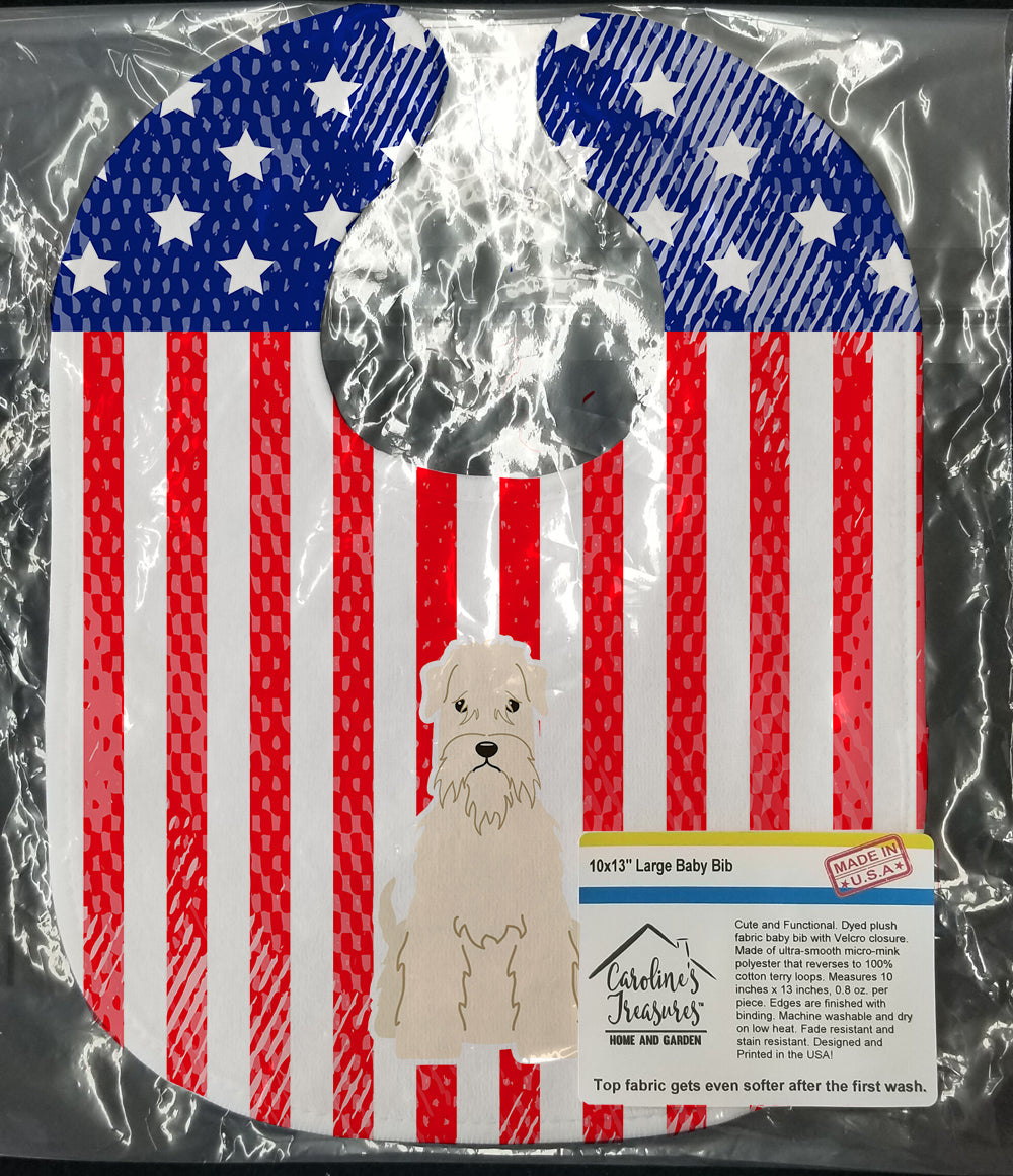 Patriotic USA Soft Coated Wheaten Terrier Baby Bib Easy-Clean Baby Bib Baby Feeding Accessory Baby Mealtime Essential, 10 x 13, Multicolor