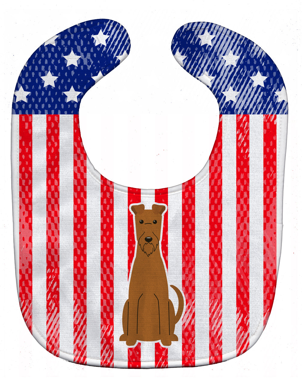 Patriotic USA Irish Terrier Baby Bib Easy-Clean Baby Bib Baby Feeding Accessory Baby Mealtime Essential, 10 x 13, Multicolor