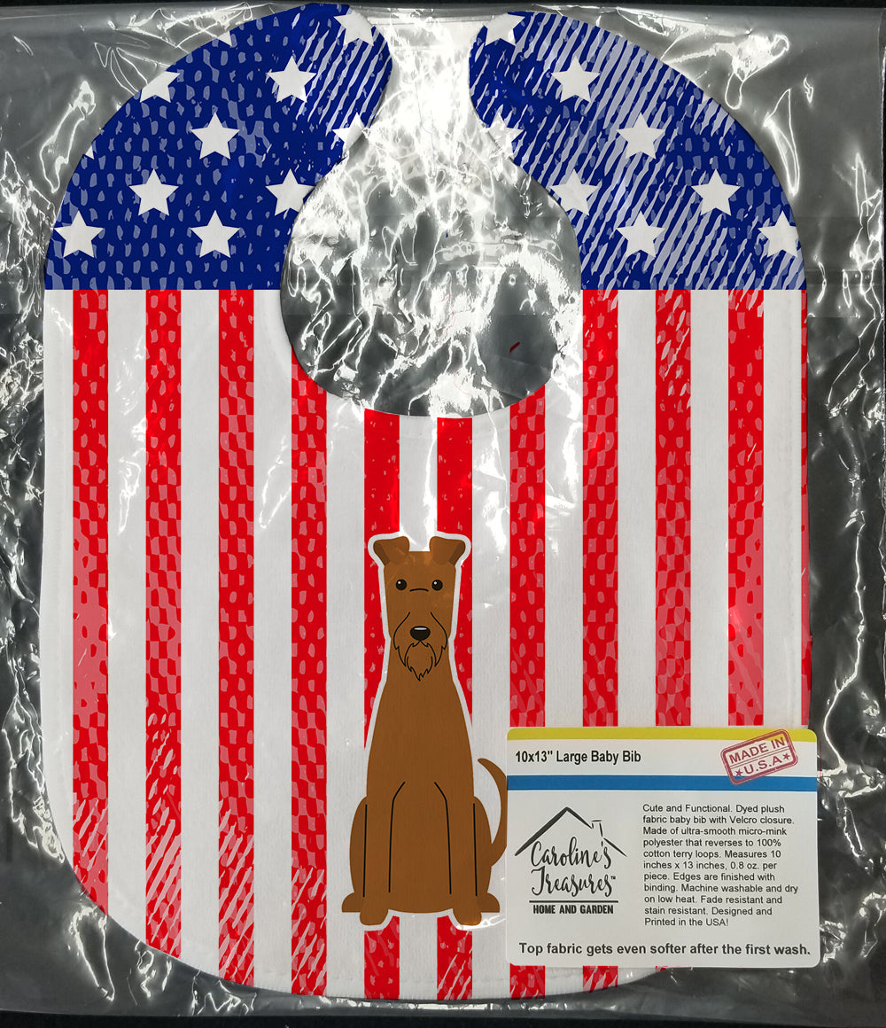 Patriotic USA Irish Terrier Baby Bib Easy-Clean Baby Bib Baby Feeding Accessory Baby Mealtime Essential, 10 x 13, Multicolor