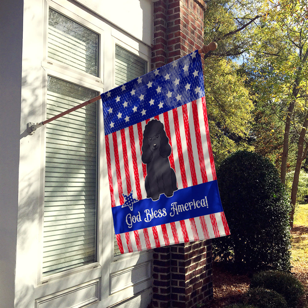Patriotic USA Poodle Black House Flag 28x40 Porch Sleeve Pole Decorative Outside Yard Banner Artwork Wall Hanging, Polyester