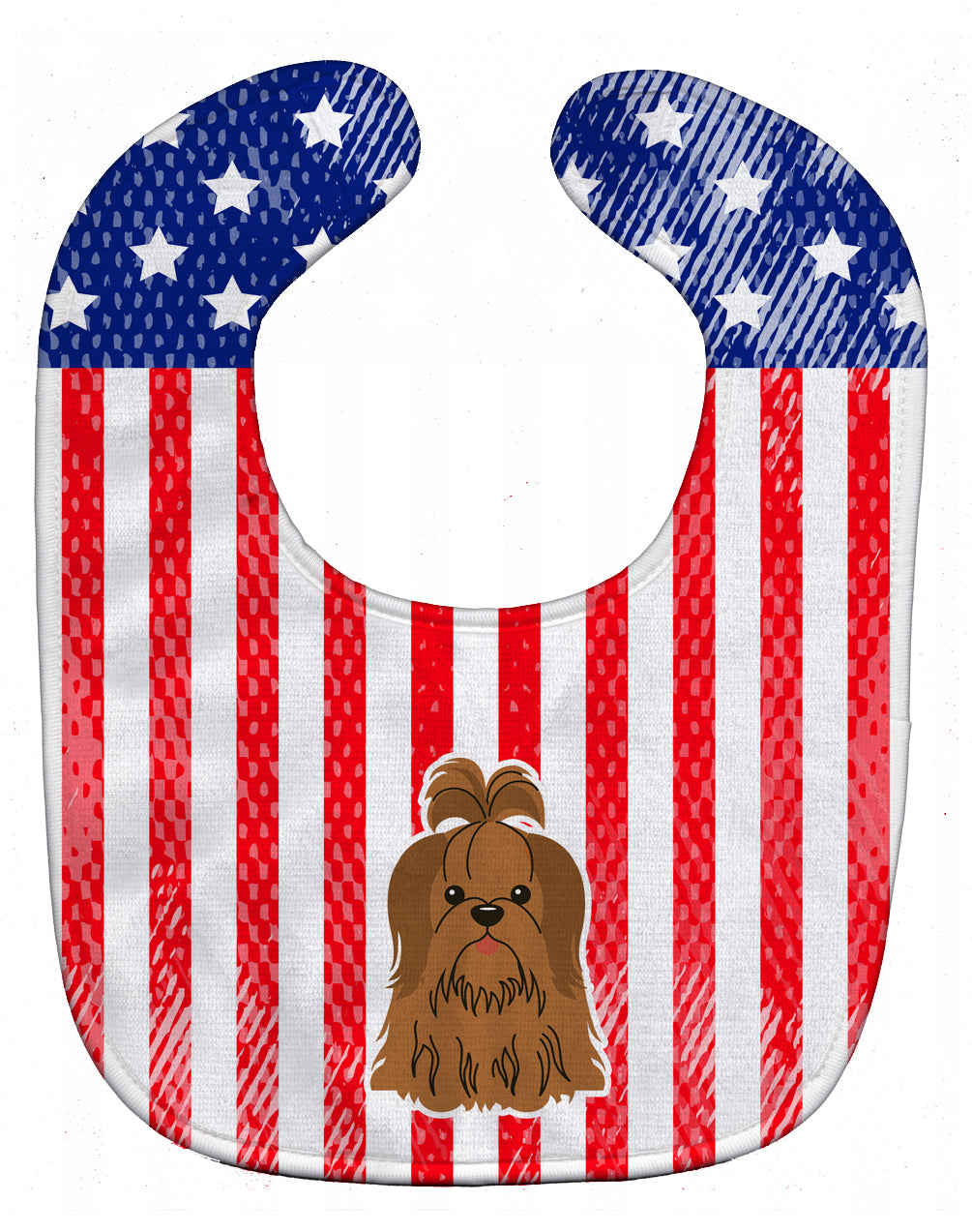 Patriotic USA Shih Tzu Silver Chocolate Baby Bib Easy-Clean Baby Bib Baby Feeding Accessory Baby Mealtime Essential, 10 x 13, Multicolor