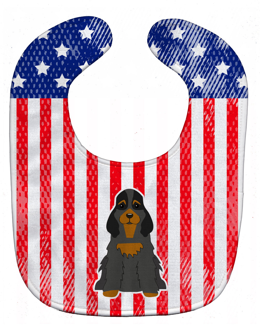 Patriotic USA Cocker Spaniel Black Tan Baby Bib Easy-Clean Baby Bib Baby Feeding Accessory Baby Mealtime Essential, 10 x 13, Multicolor