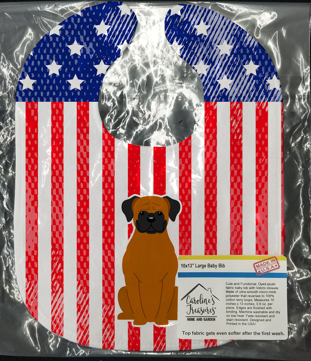 Patriotic USA Fawn Boxer Baby Bib Easy-Clean Baby Bib Baby Feeding Accessory Baby Mealtime Essential, 10 x 13, Multicolor