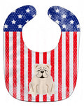 Patriotic USA English Bulldog White Baby Bib Easy-Clean Baby Bib Baby Feeding Accessory Baby Mealtime Essential, 10 x 13, Multicolor