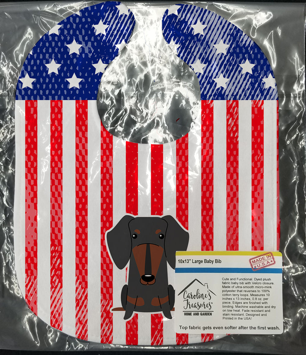 Patriotic USA Dachshund Black Tan Baby Bib Easy-Clean Baby Bib Baby Feeding Accessory Baby Mealtime Essential, 10 x 13, Multicolor