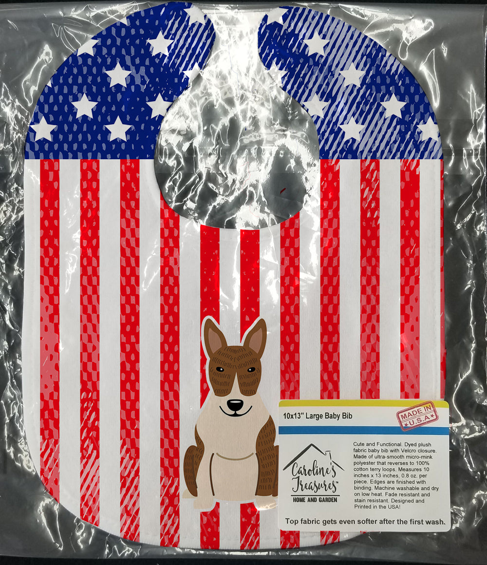 Patriotic USA Bull Terrier Brindle Baby Bib Easy-Clean Baby Bib Baby Feeding Accessory Baby Mealtime Essential, 10 x 13, Multicolor