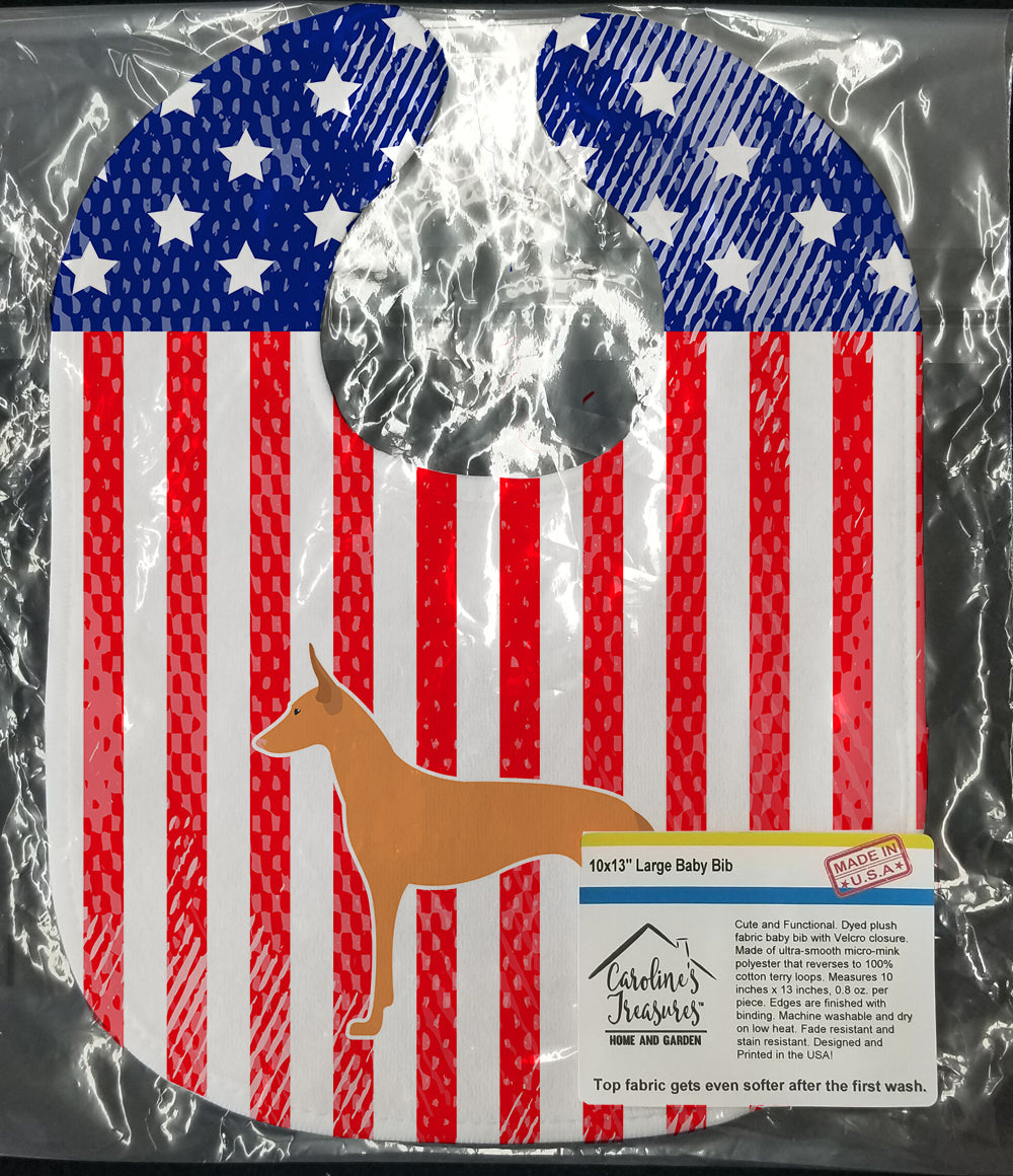 USA Patriotic Pharaoh Hound Baby Bib Easy-Clean Baby Bib Baby Feeding Accessory Baby Mealtime Essential, 10 x 13, Multicolor