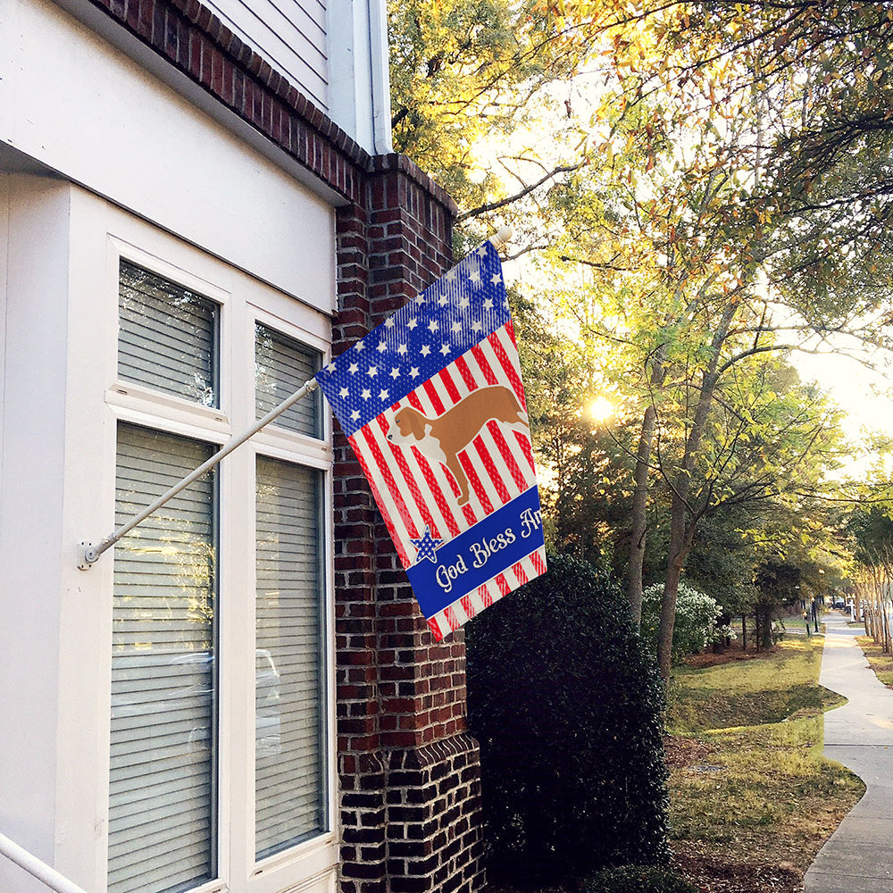 USA Patriotic Spanish Hound House Flag 28x40 Porch Sleeve Pole Decorative Outside Yard Banner Artwork Wall Hanging, Polyester