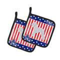 USA Patriotic Bedlington Terrier Pot Holder Set of 2 Heat Resistant Quilted Hot Pads 7.5 x 7.5 Inch, Insulated Kitchen Trivets for Cooking & Baking