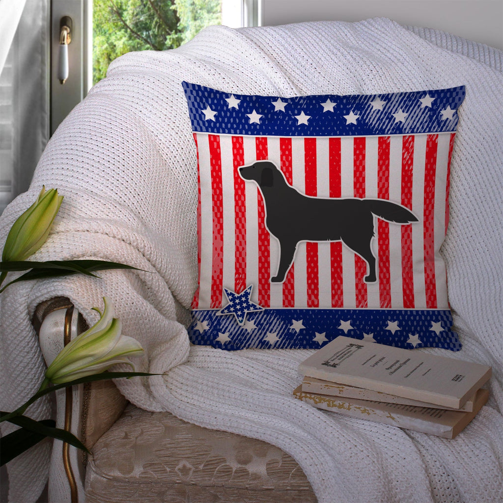 USA Patriotic Black Labrador Retriever Decorative Throw Pillow 14x14 Indoor Outdoor Accent Cushion, Fabric Cover with Insert for Sofa, Bed, Porch & Living Room