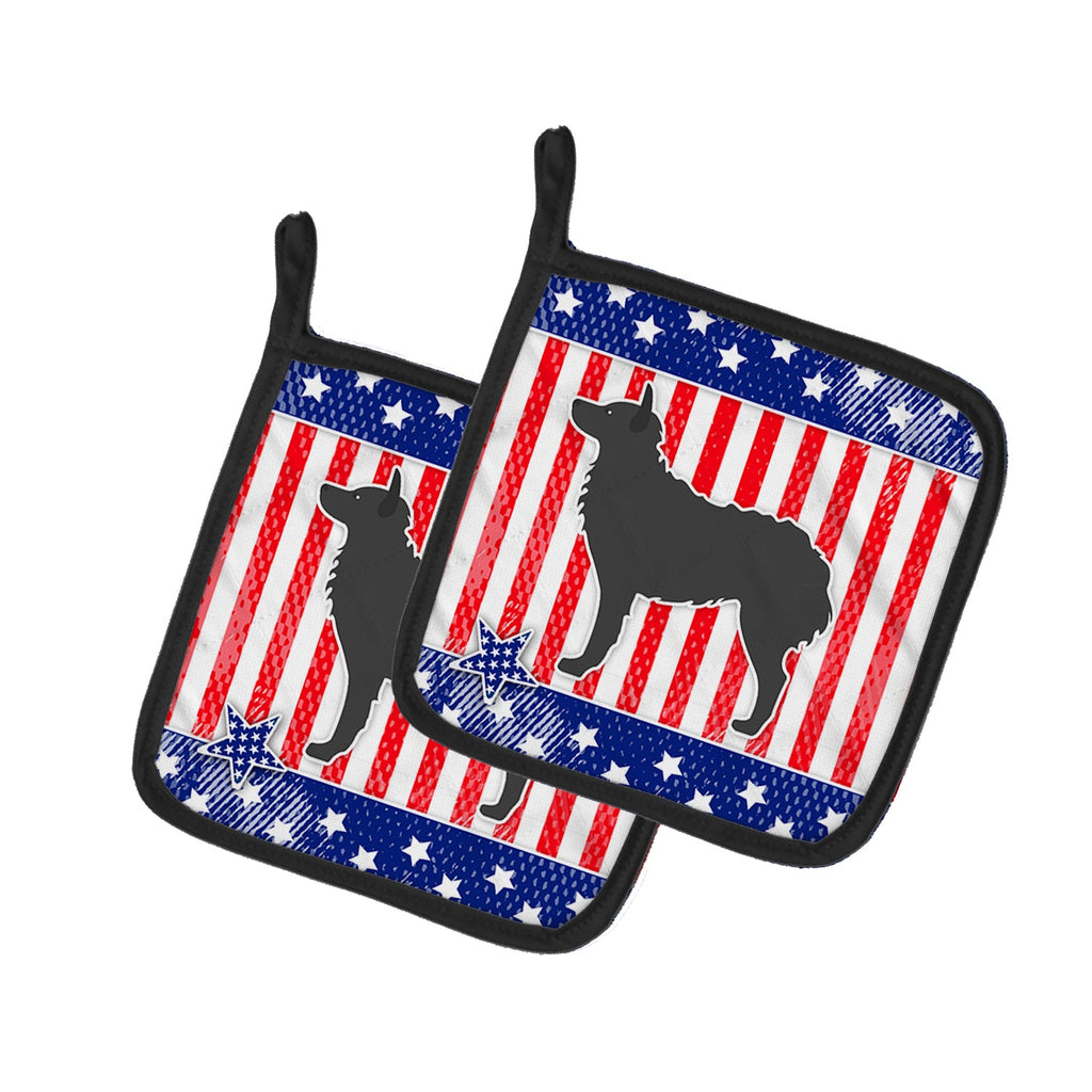 USA Patriotic Croatian Sheepdog Pot Holder Set of 2 Heat Resistant Quilted Hot Pads 7.5 x 7.5 Inch, Insulated Kitchen Trivets for Cooking & Baking