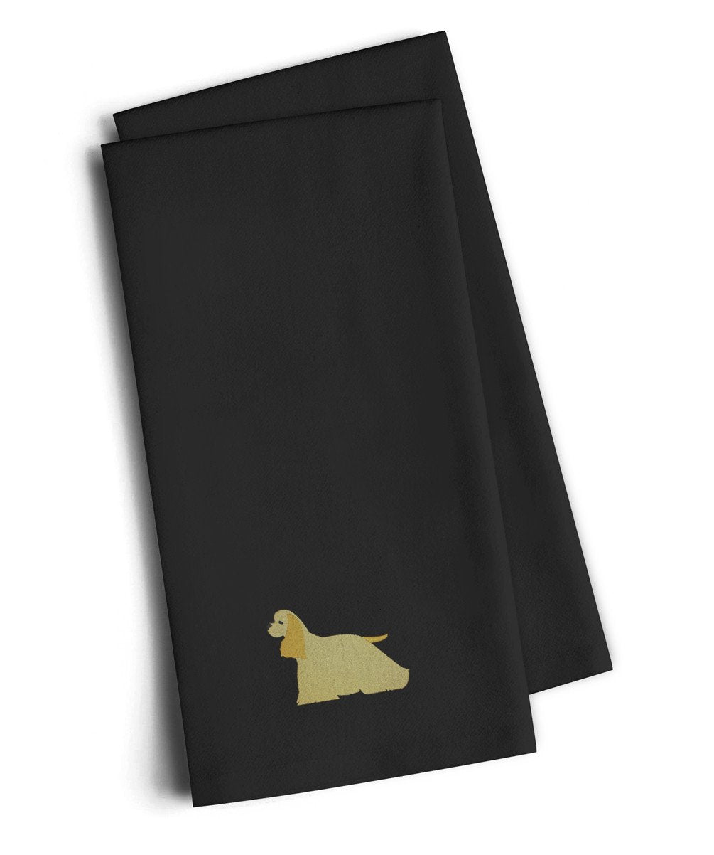 Cocker Spaniel Black Embroidered Towel Set of 2 Decorative Bathroom Guest Hand Towel for Hand, Face, Tea, Dishcloth, 19 X 25, Black