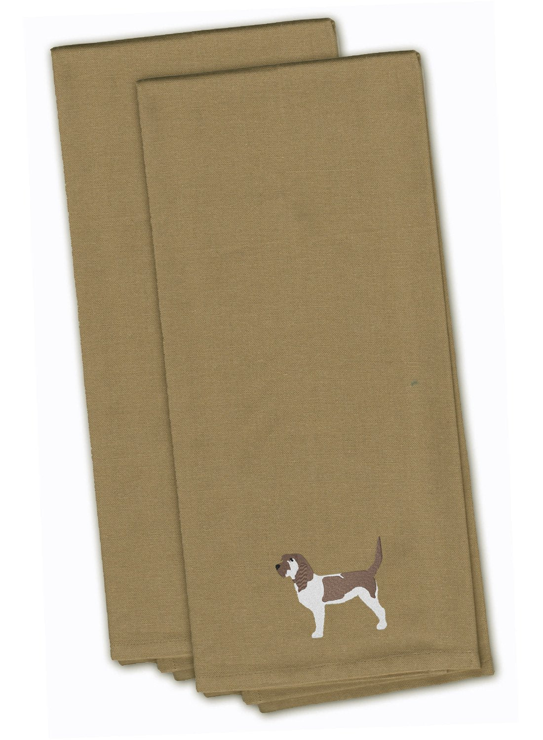 Grand Basset Griffon Vendeen Tan Embroidered Towel Set of 2 Decorative Bathroom Guest Hand Towel for Hand, Face, Tea, Dishcloth, 19 X 25, Tan