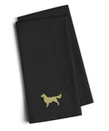 Golden Retriever Black Embroidered Towel Set of 2 Decorative Bathroom Guest Hand Towel for Hand, Face, Tea, Dishcloth, 19 X 25, Black