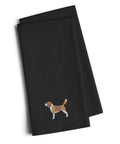 Beagle Black Embroidered Towel Set of 2 Decorative Bathroom Guest Hand Towel for Hand, Face, Tea, Dishcloth, 19 X 25, Black