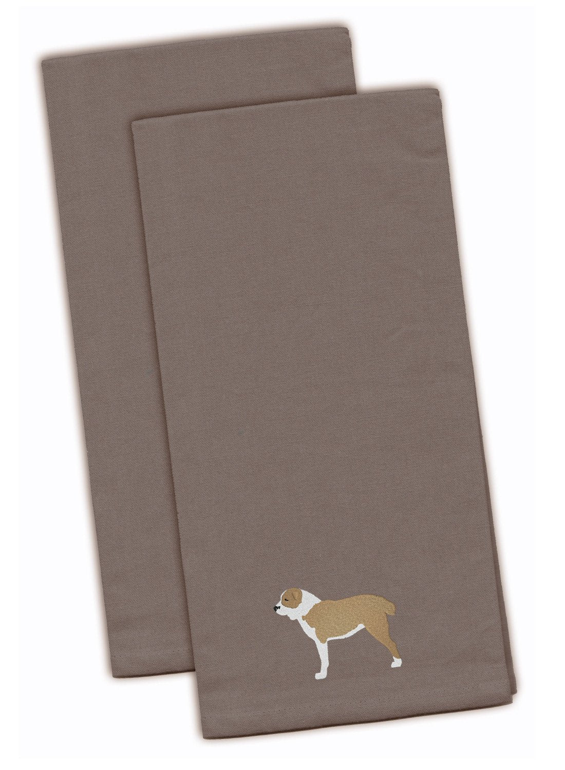 Central Asian Shepherd Dog Gray Embroidered Towel Set of 2