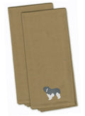 Polish Lowland Sheepdog Dog Tan Embroidered Towel Set of 2 Decorative Bathroom Guest Hand Towel for Hand, Face, Tea, Dishcloth, 19 X 25, Tan
