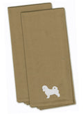 Maltese Tan Embroidered Towel Set of 2 Decorative Bathroom Guest Hand Towel for Hand, Face, Tea, Dishcloth, 19 X 25, Tan