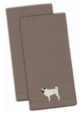 Pug Gray Embroidered Towel Set of 2