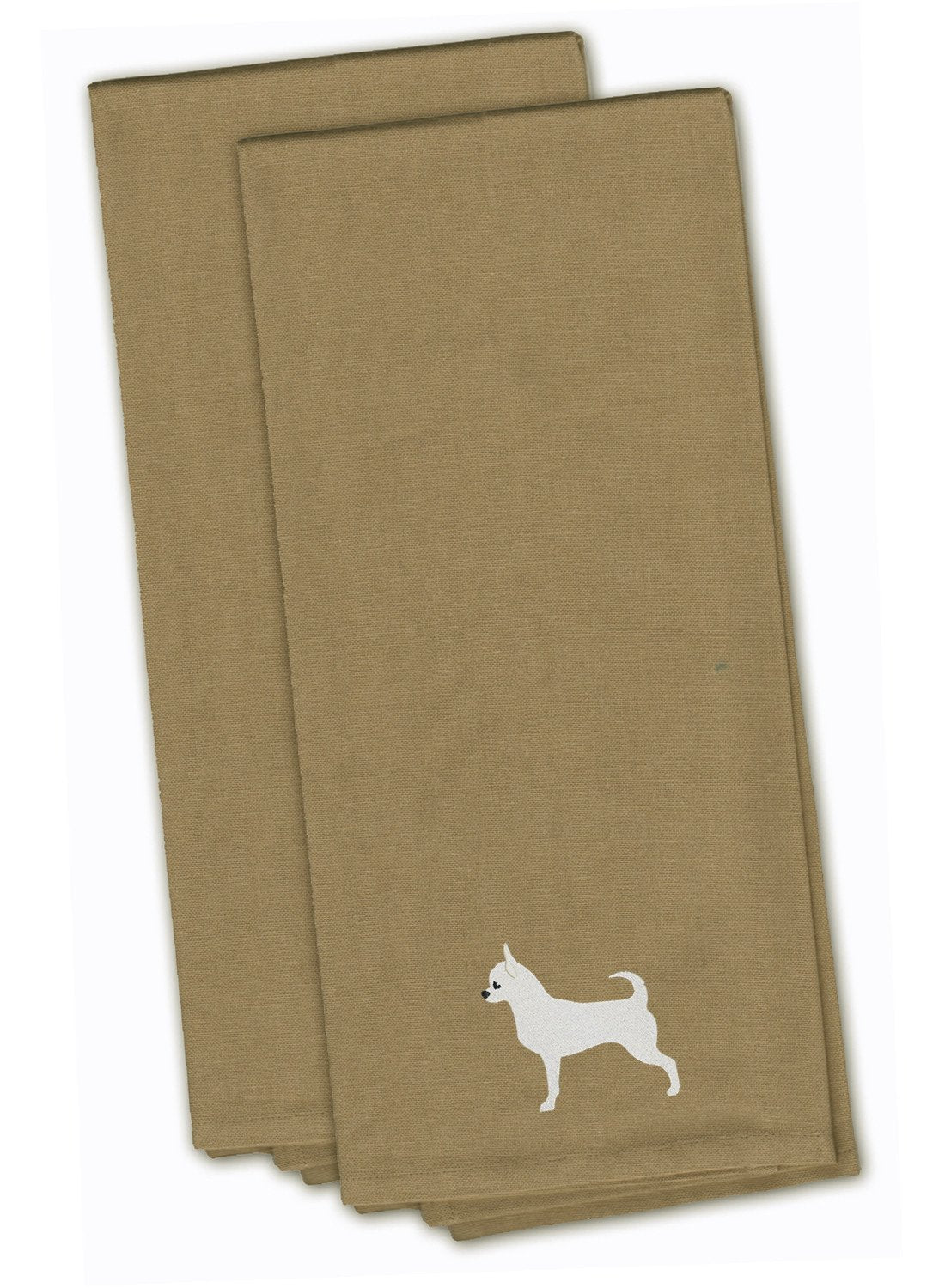 Chihuahua Tan Embroidered Towel Set of 2 Decorative Bathroom Guest Hand Towel for Hand, Face, Tea, Dishcloth, 19 X 25, Tan