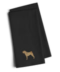 Shar Pei Merry Black Embroidered Towel Set of 2 Decorative Bathroom Guest Hand Towel for Hand, Face, Tea, Dishcloth, 19 X 25, Black