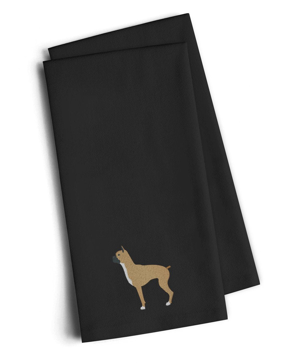 Boxer Black Embroidered Towel Set of 2 Decorative Bathroom Guest Hand Towel for Hand, Face, Tea, Dishcloth, 19 X 25, Black