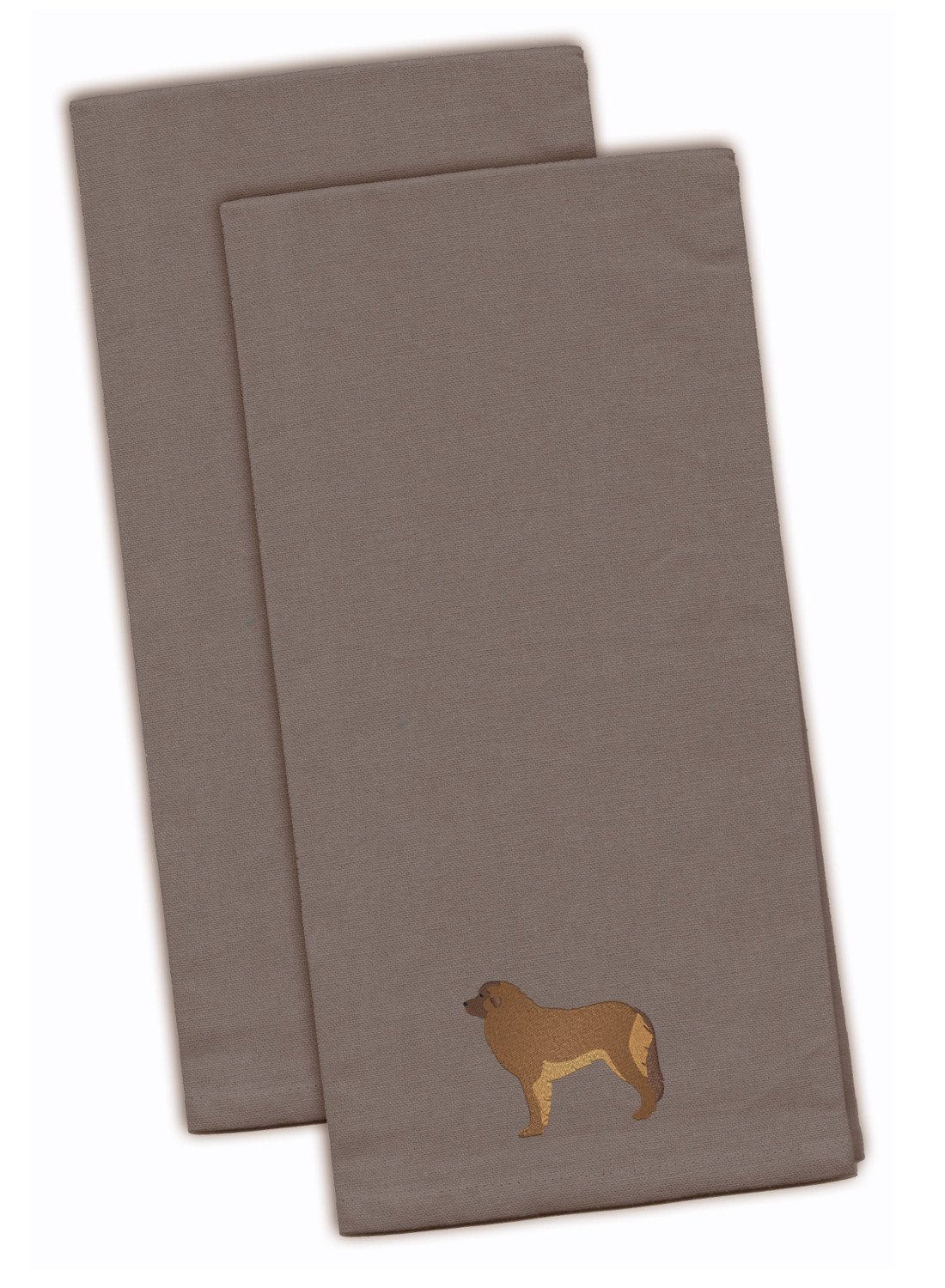 Leonberger Gray Embroidered Towel Set of 2