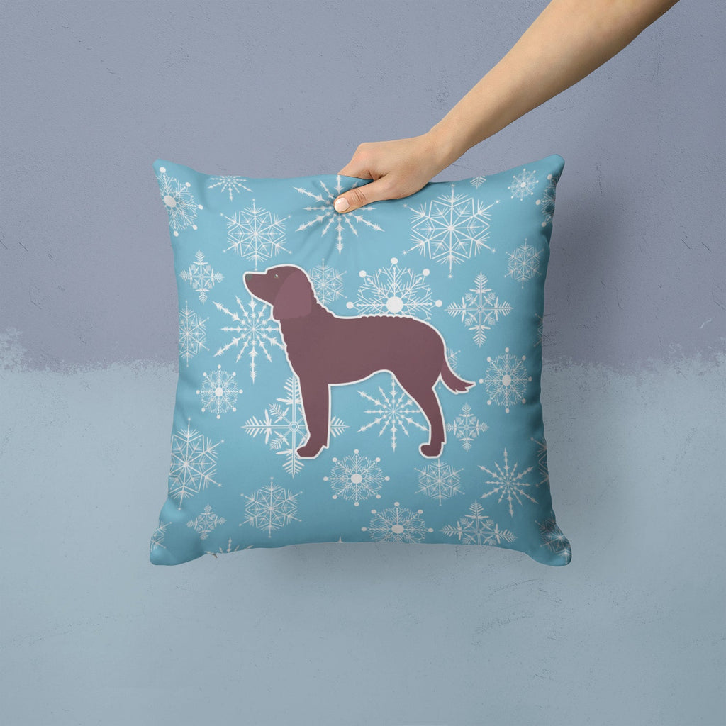 Winter Snowflake American Water Spaniel Decorative Throw Pillow 14x14 Indoor Outdoor Accent Cushion, Fabric Cover with Insert for Sofa, Bed, Porch & Living Room